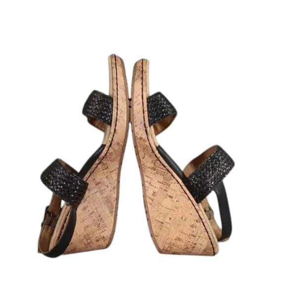 Born Concept Shoes Womens 11 Sandal Fashion Wedge Woven Straps Black Comfort boc - Picture 7 of 13